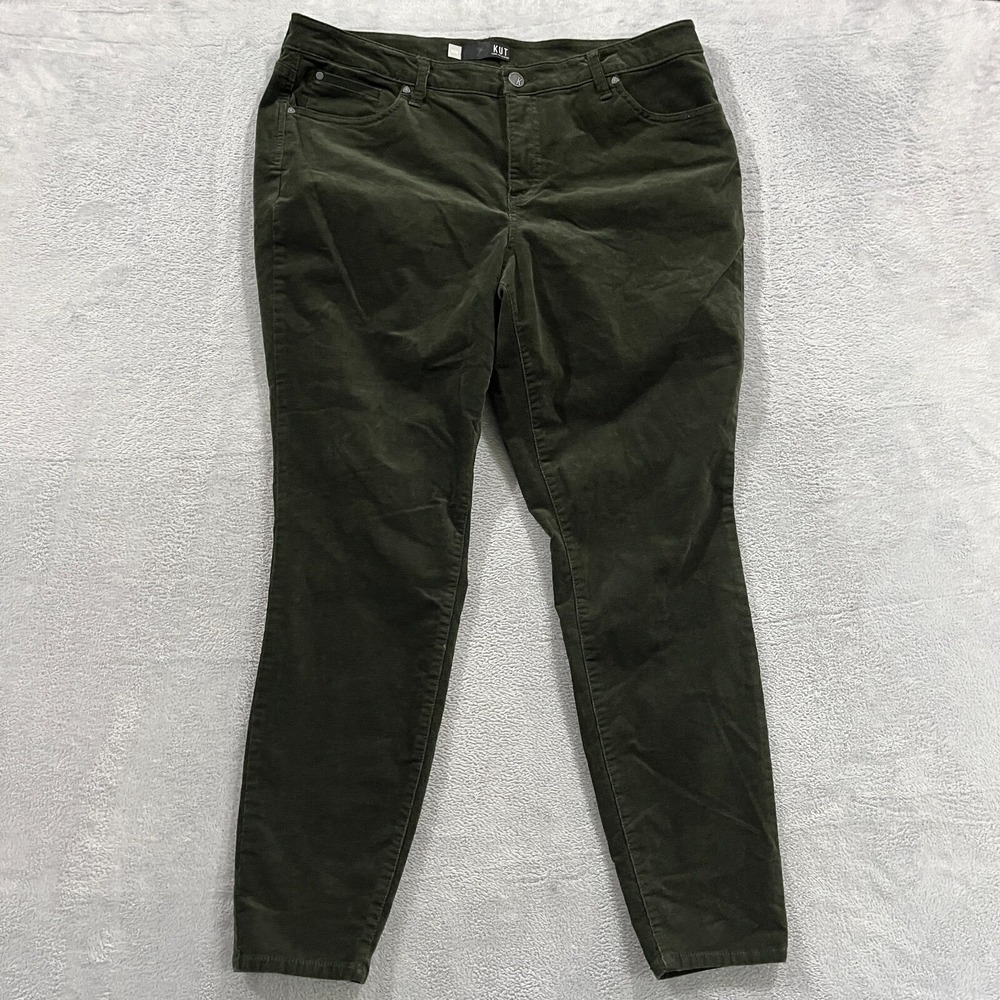 Kut from the Kloth Pants Diana Fab Ab Skinny Corduroy Womens 16W Green High Rise